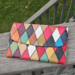 Vintage Neiman Marcus Patchwork Leather Wallet Clutch – Made in Italy